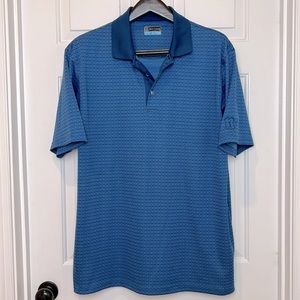 PGA Tour Short Sleeve Golf Polo Pullover XXL Blue and White Diamond Pattern
